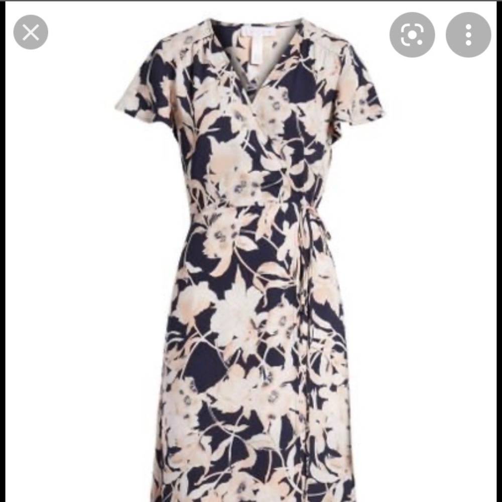 Nwt Leith navy peacoat aura floral wrap dress